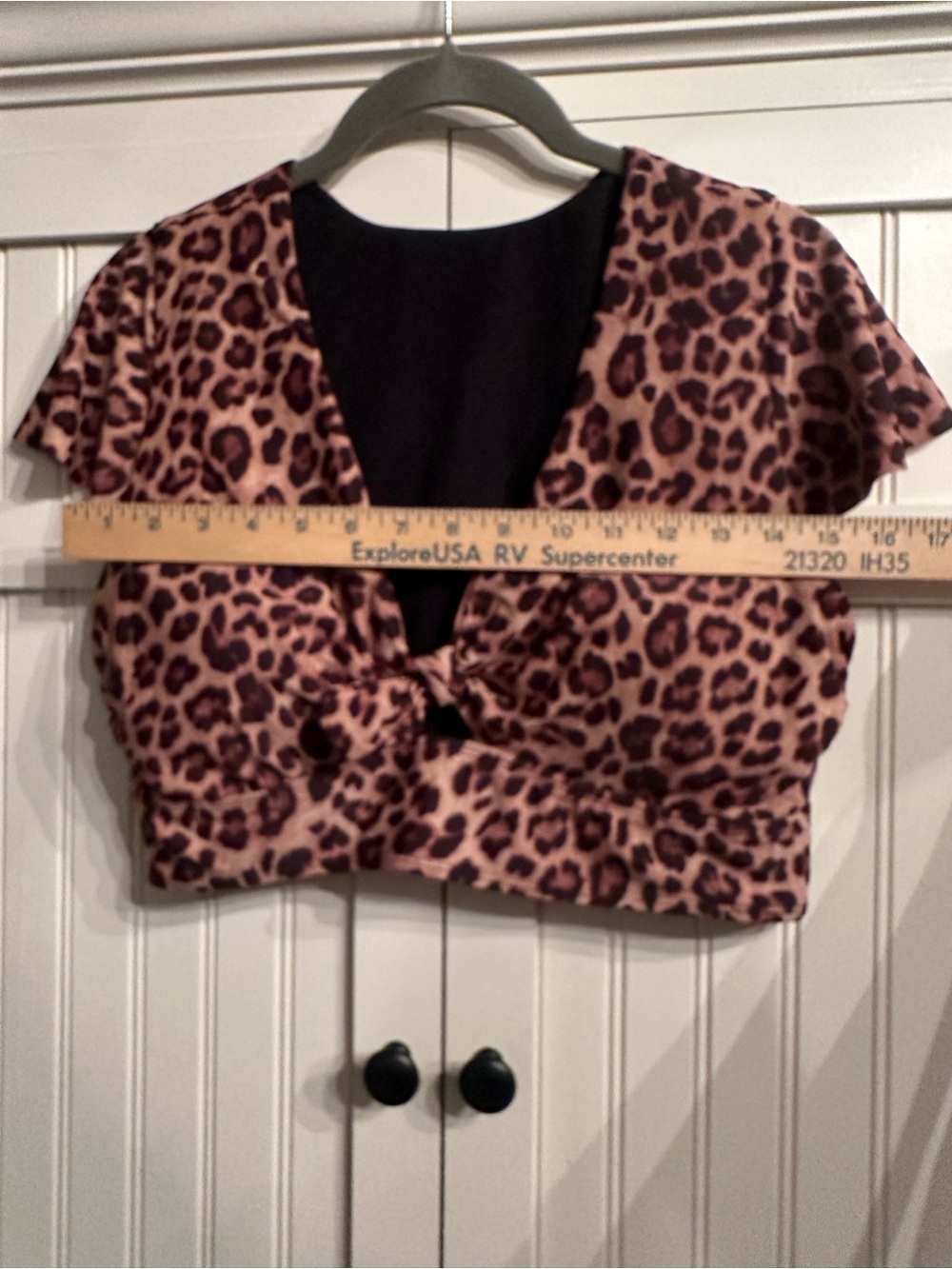 Torrid Leopard Print Tie-Front Crop Top Swim Size 0 L / 12 - Picture 2 of 7